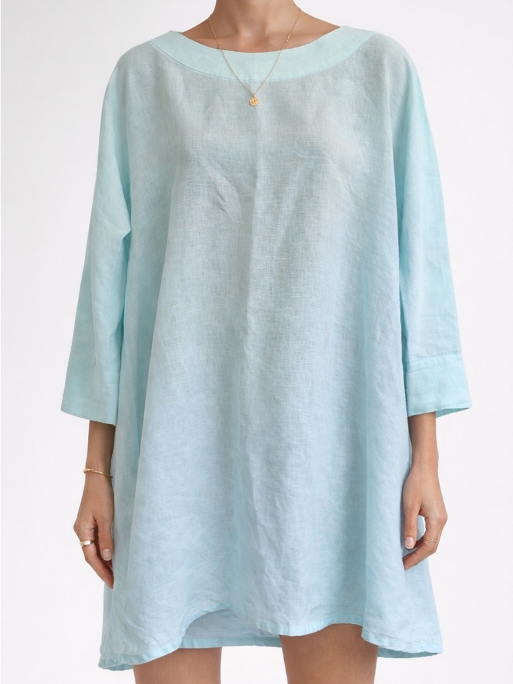 Tyler Boe 100% Linen Light Blue Tunic Dress, SZ M‎ EUC